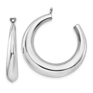 **14K White Gold Hoop Earring Jackets with Polished Rhodium Finish Elegant Shrimp Style**