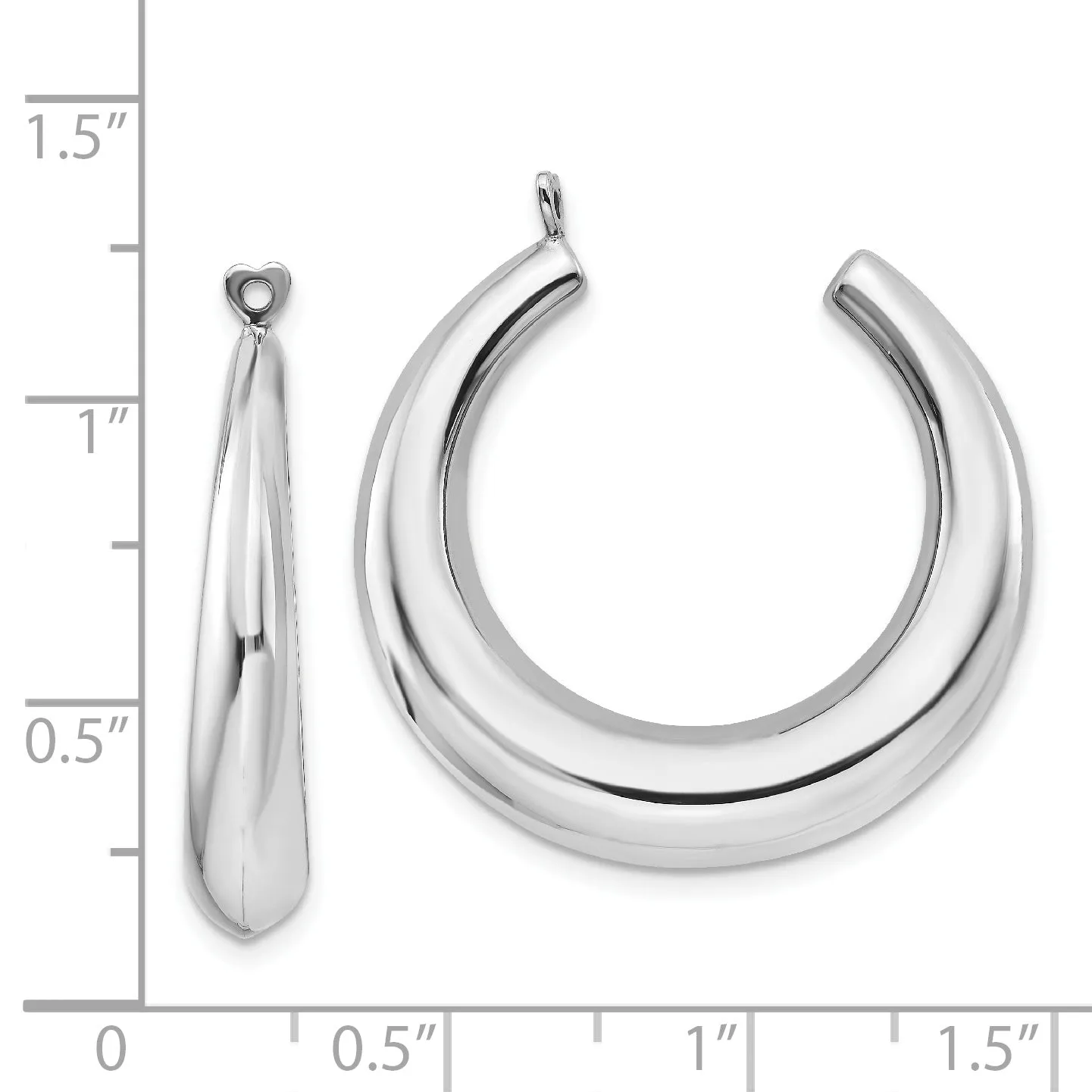 **14K White Gold Hoop Earring Jackets with Polished Rhodium Finish Elegant Shrimp Style**