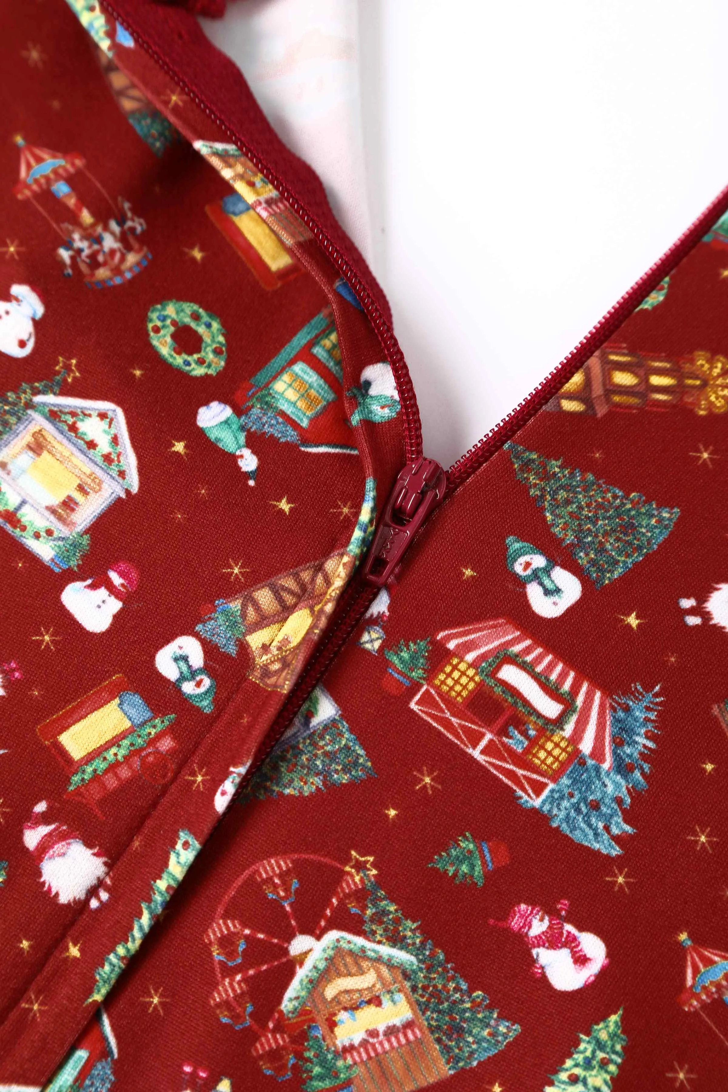 Billie Red Christmas Fair Long Sleeved Dress