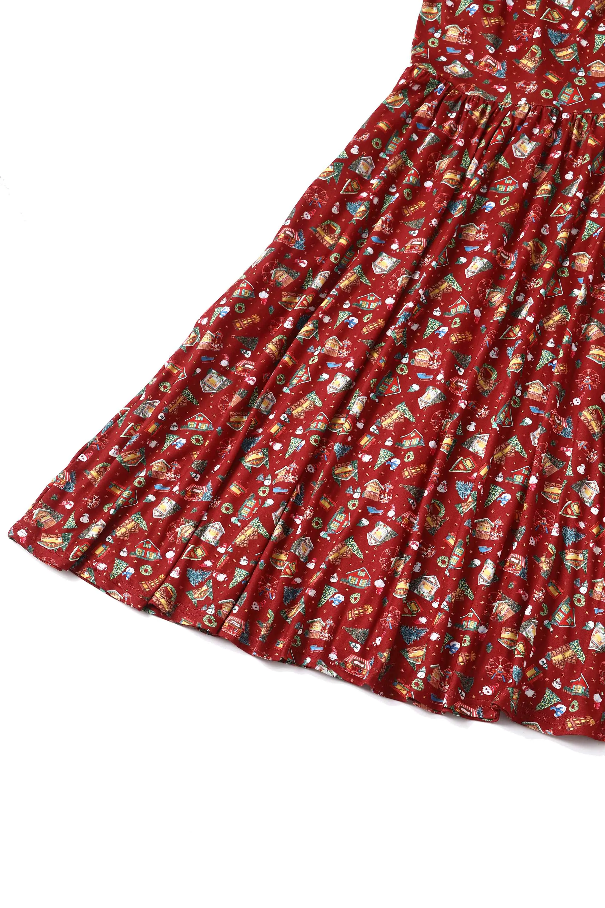 Billie Red Christmas Fair Long Sleeved Dress