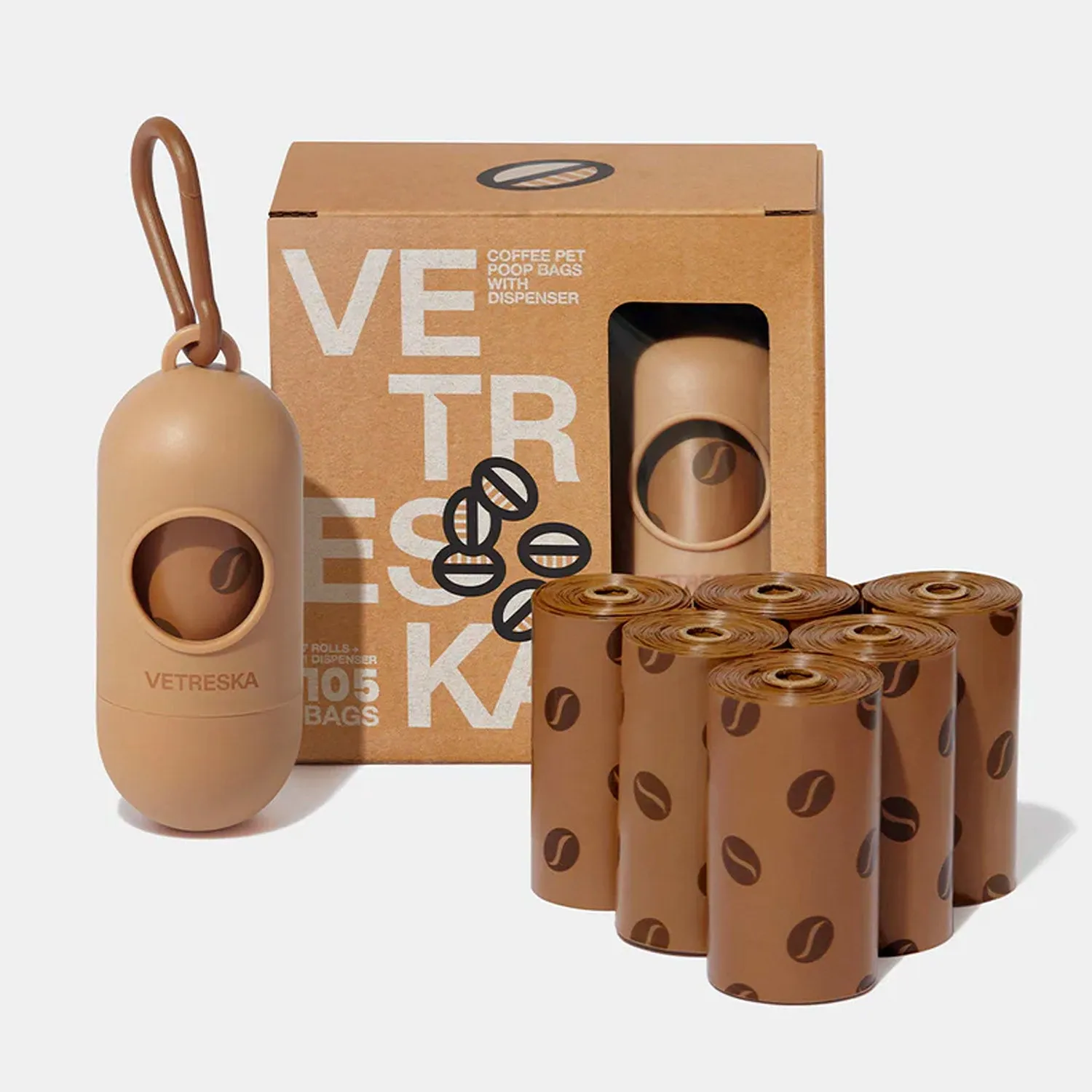 Coffee Scented Pet Waste Bags with Dispenser