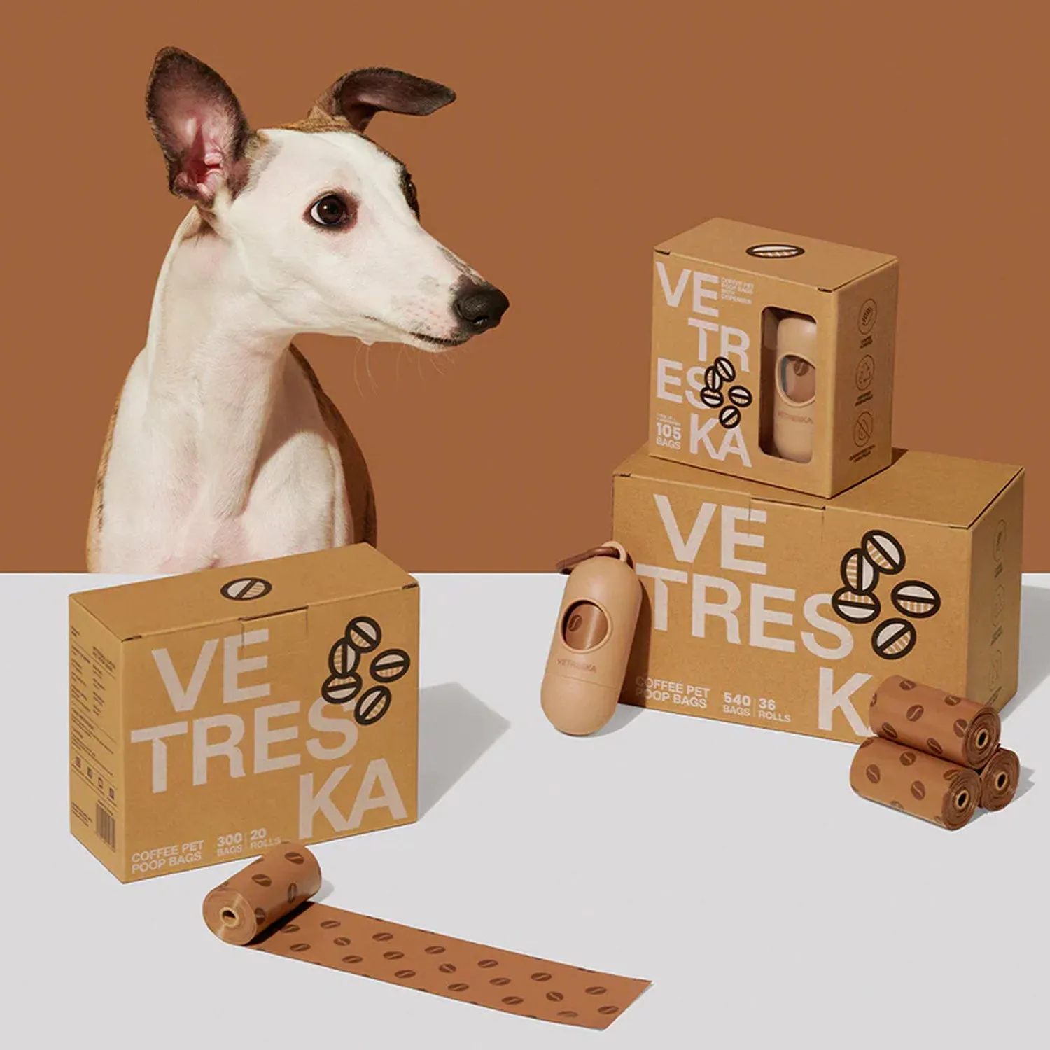 Coffee Scented Pet Waste Bags with Dispenser