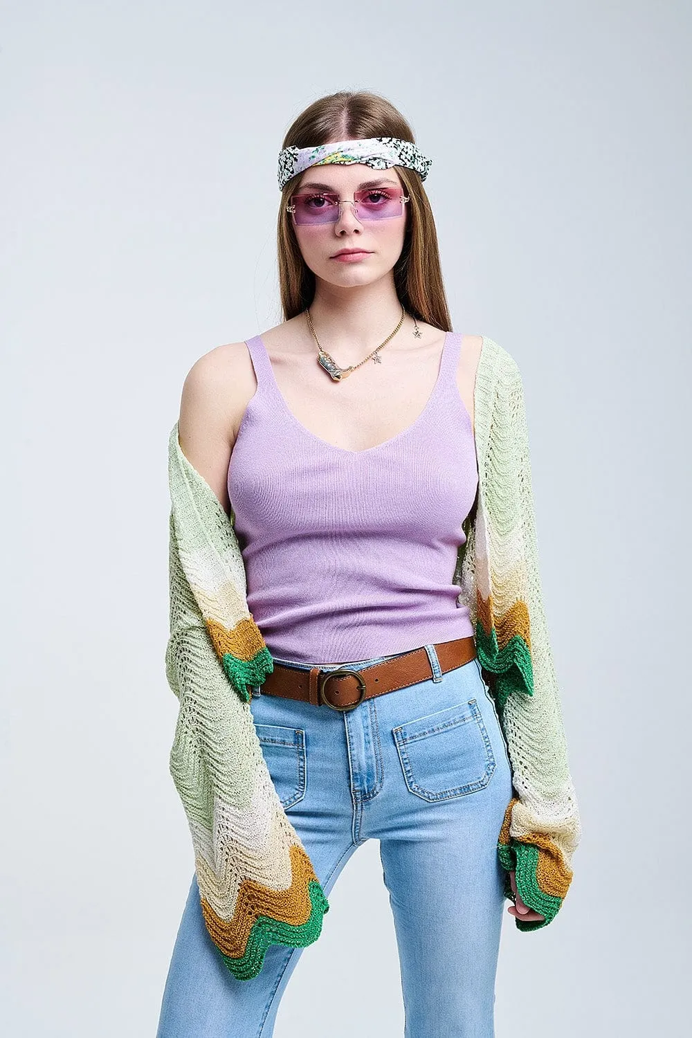 Comfy Ribbed Tank Top In Purple
