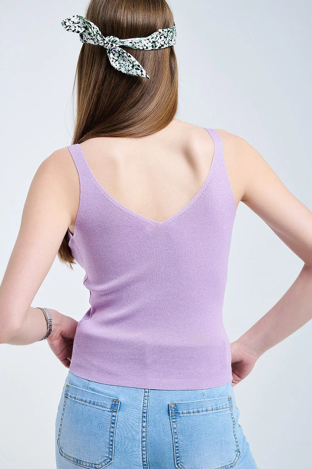 Comfy Ribbed Tank Top In Purple