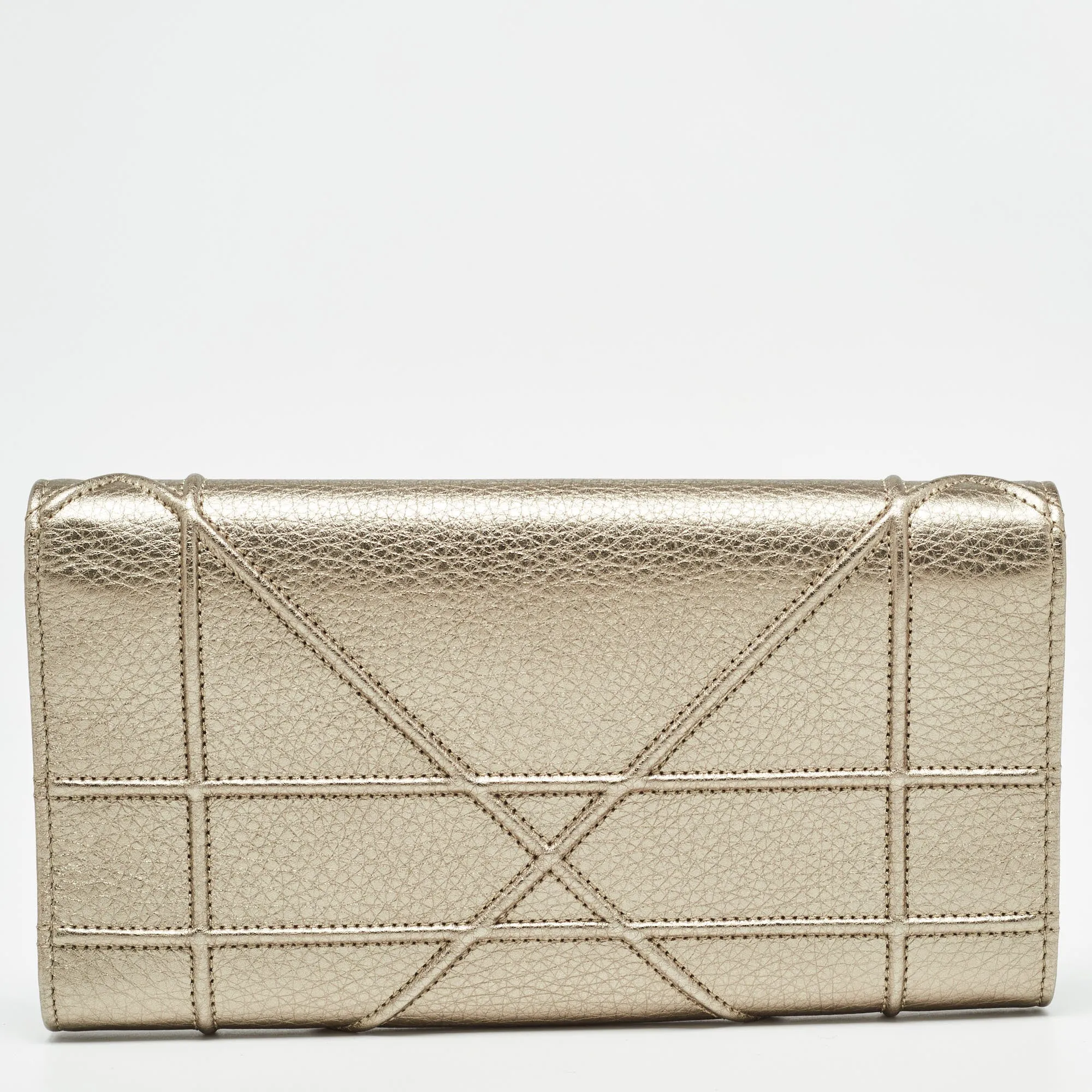DIOR Gold Leather ama Continental Wallet