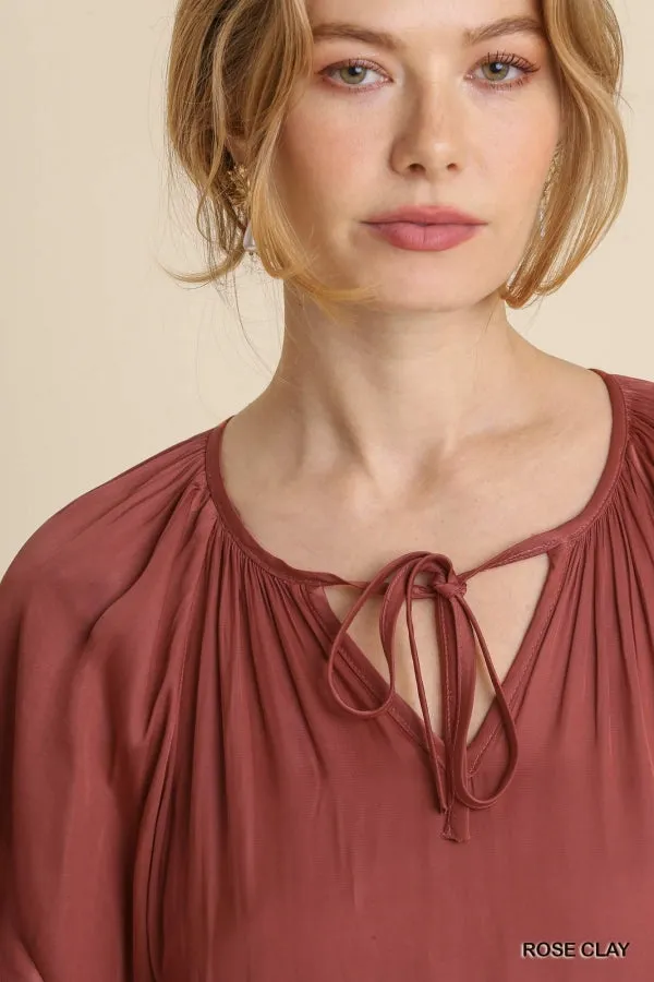 Front Tie Short Ruffle Raglan Sleeves Tiered Dress