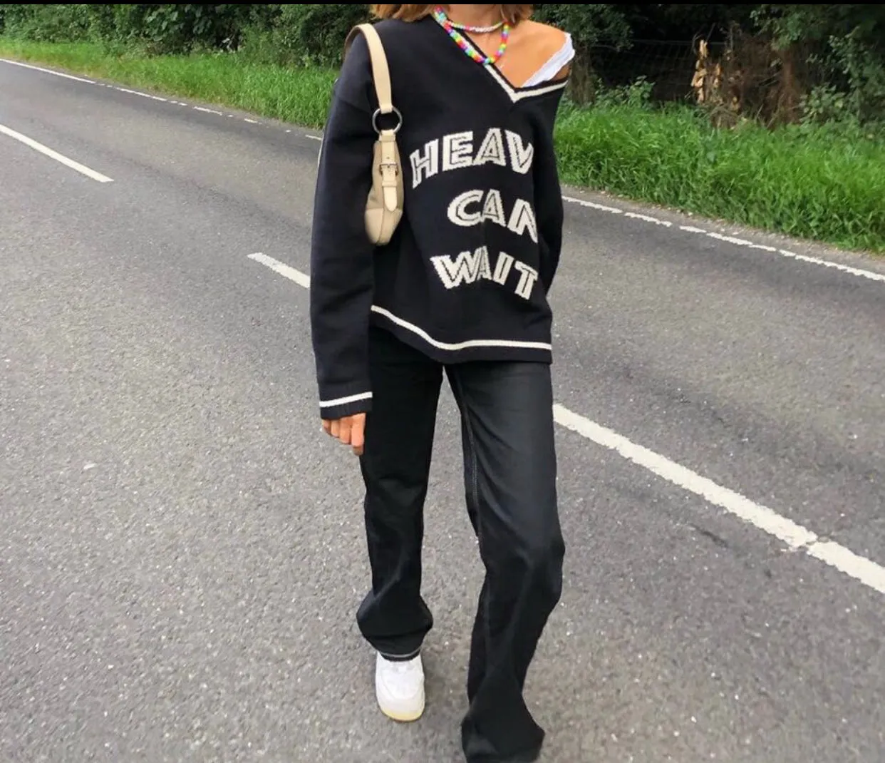 HEAVEN CAN WAIT PULLOVER SWEATSHIRT - BLACK
