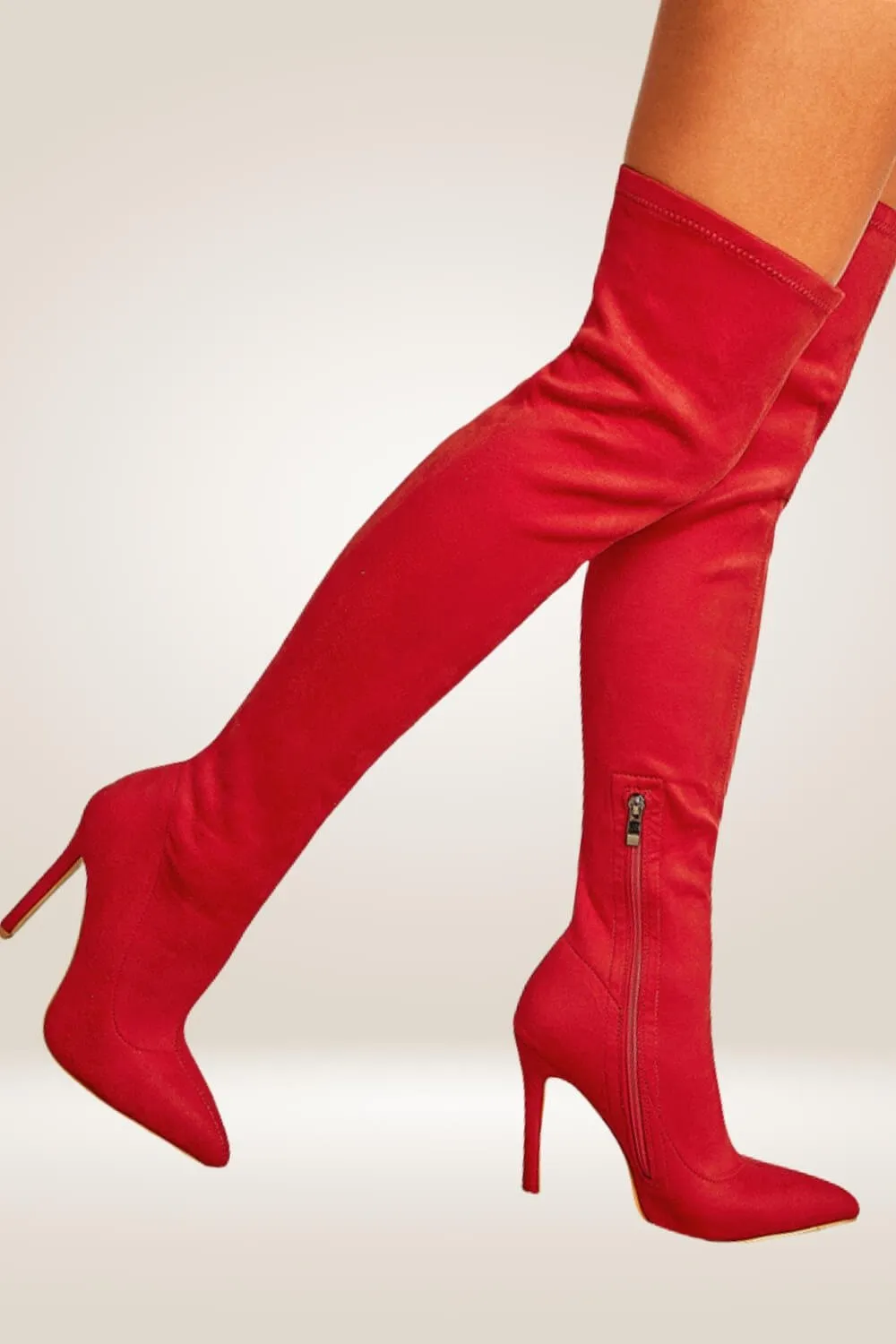 High Heel Red Over The Knee Boots