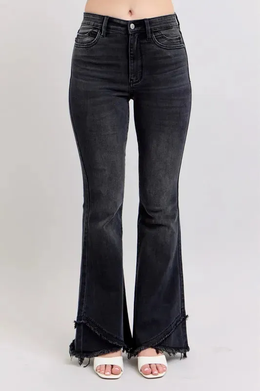 Judy Blue Full Size High Waist Flare W/ Mock Fray Tulip Hem Plus Size