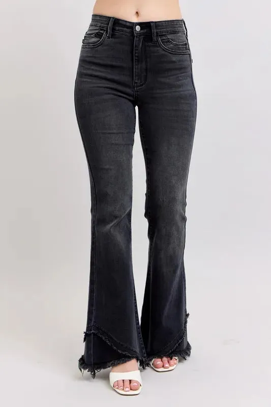 Judy Blue Full Size High Waist Flare W/ Mock Fray Tulip Hem Plus Size