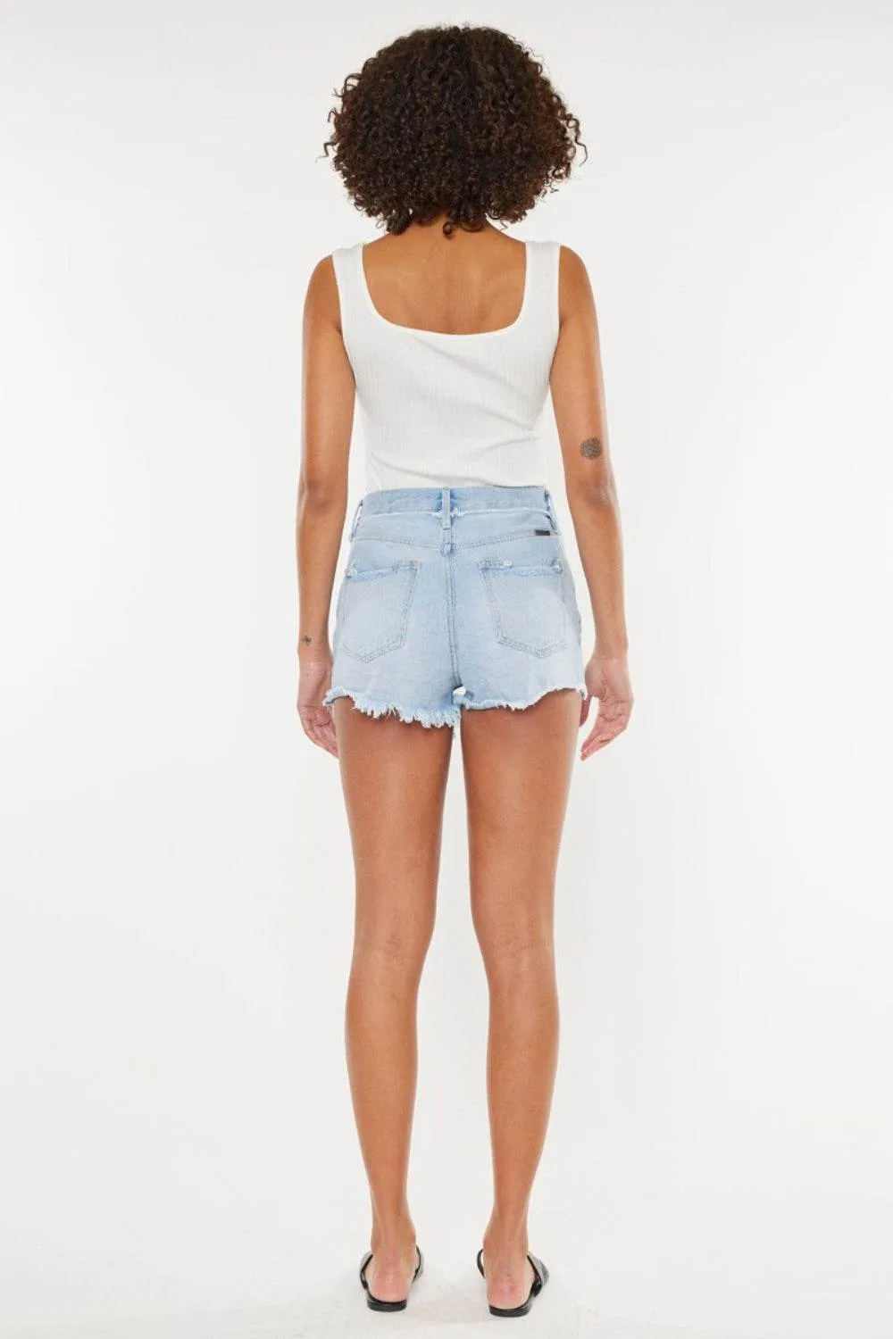 Kancan Distressed Button Fly Denim Shorts