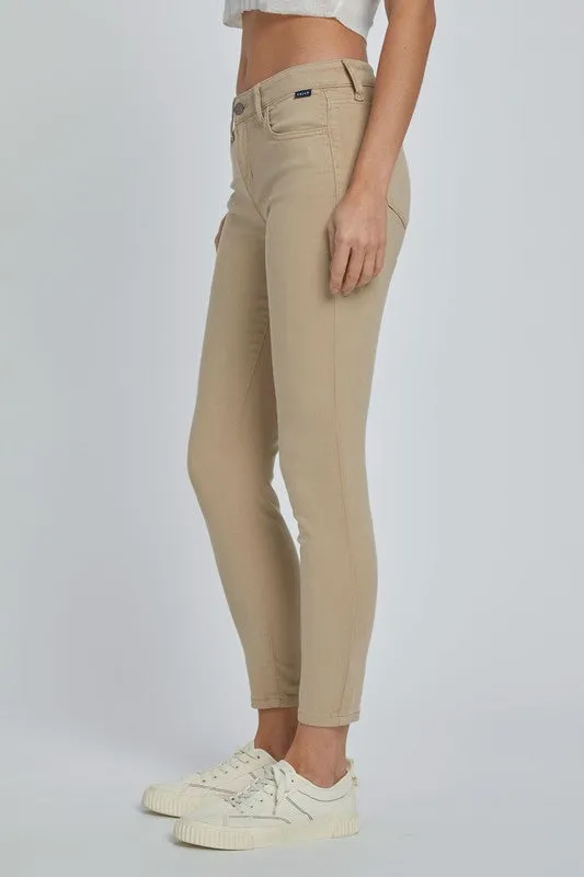 Khaki Mid Rise Skinny Denim