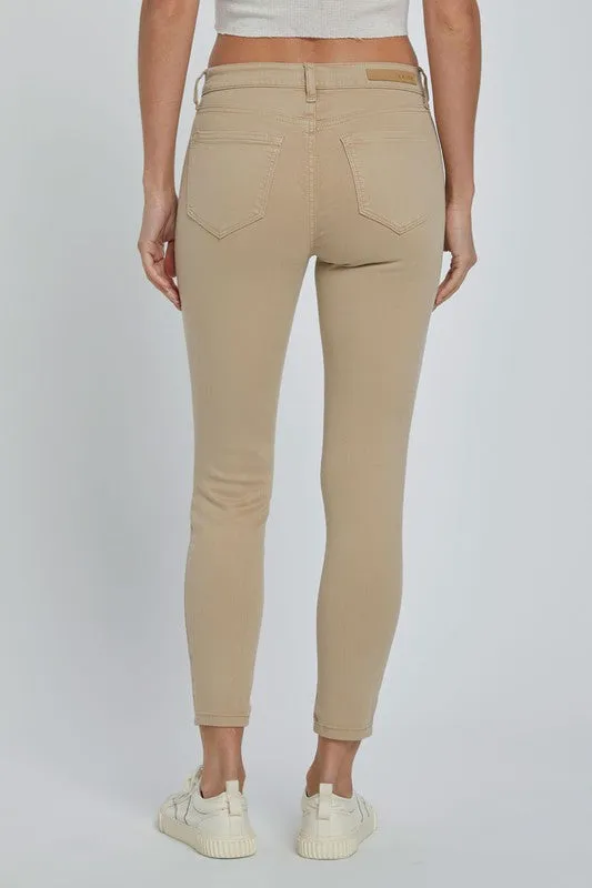 Khaki Mid Rise Skinny Denim