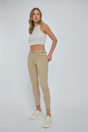 Khaki Mid Rise Skinny Denim