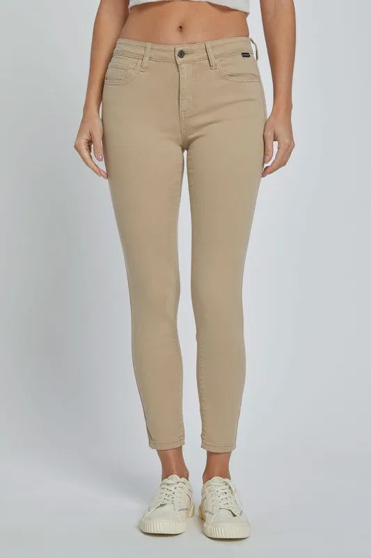 Khaki Mid Rise Skinny Denim
