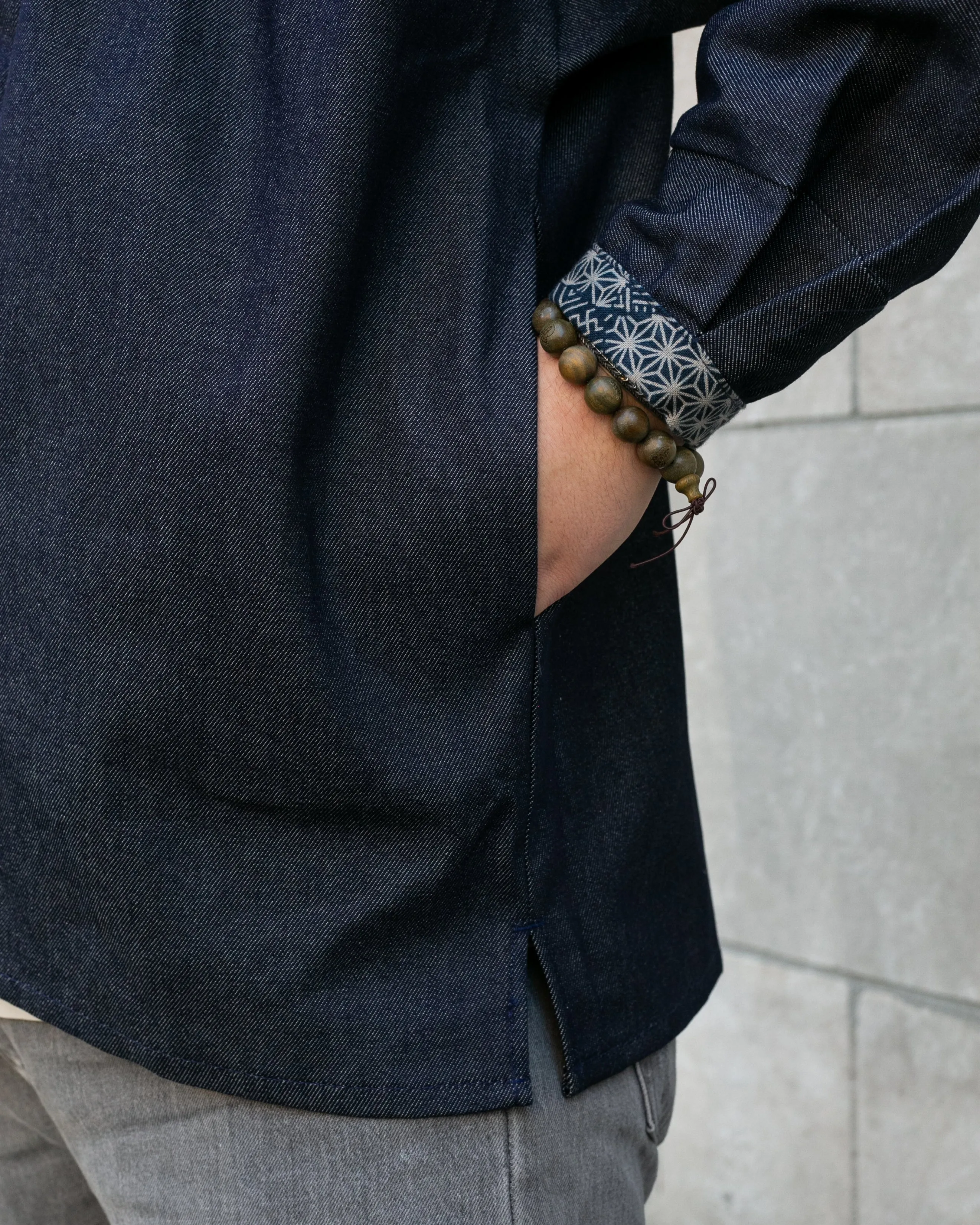 Kiriko Original Jacket, Modern Noragi, 11.4 oz. Denim, Raw, Small Multi