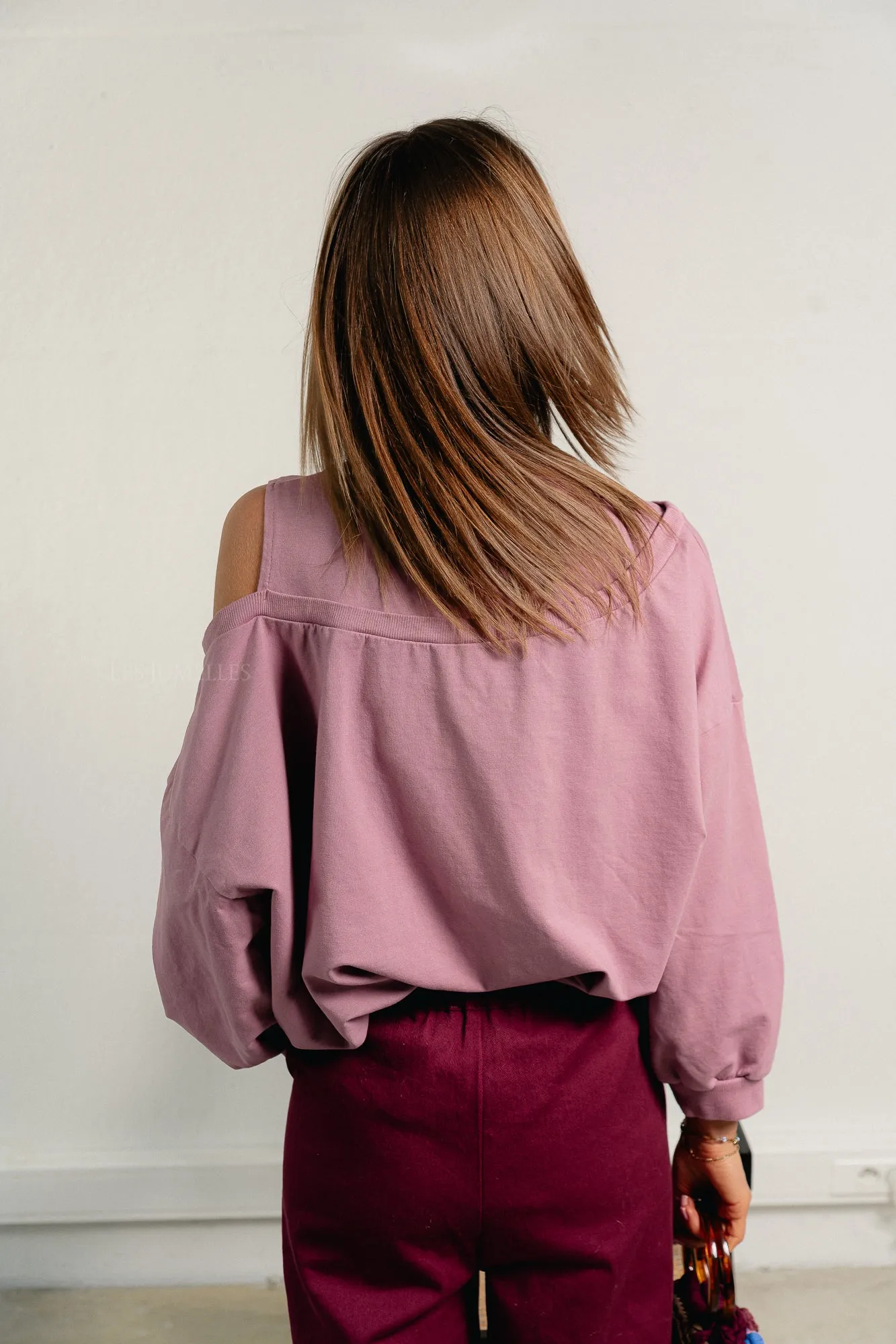 Luna off shoulder sweatshirt old rose