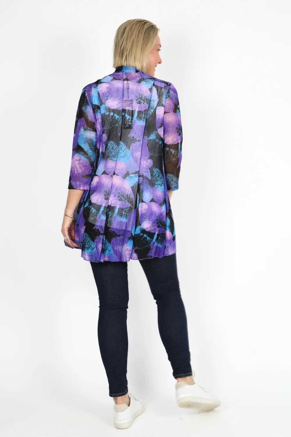 MIA Purple Print  Mesh Open Cardigan