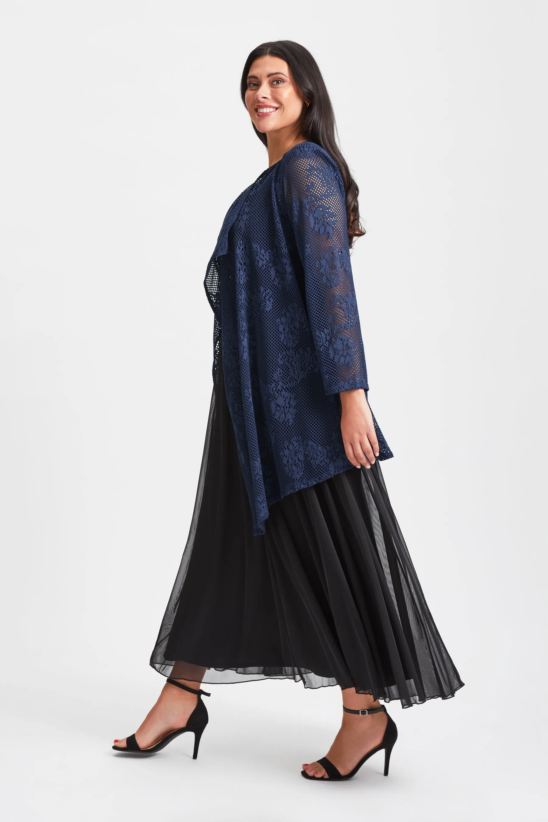 Navy Lace Waterfall Shrug