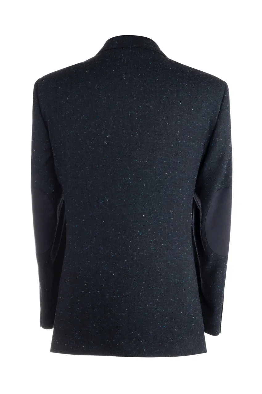 Novello Navy Blue Modern Fit, Pure Hopsack Wool Jacket by Tiglio Luxe FJ8031/1