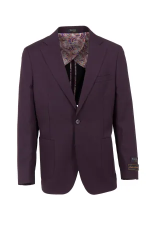 Plum Dolcetto/THP Modern Fit half lined, Pure Wool Jacket by Tiglio Luxe