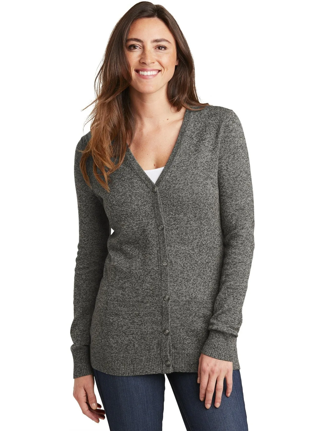 Port Authority Ladies Marled Cardigan Sweater