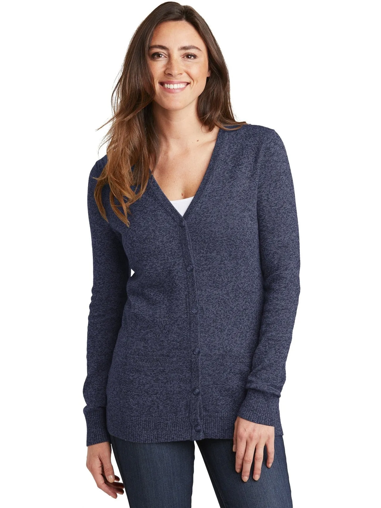 Port Authority Ladies Marled Cardigan Sweater