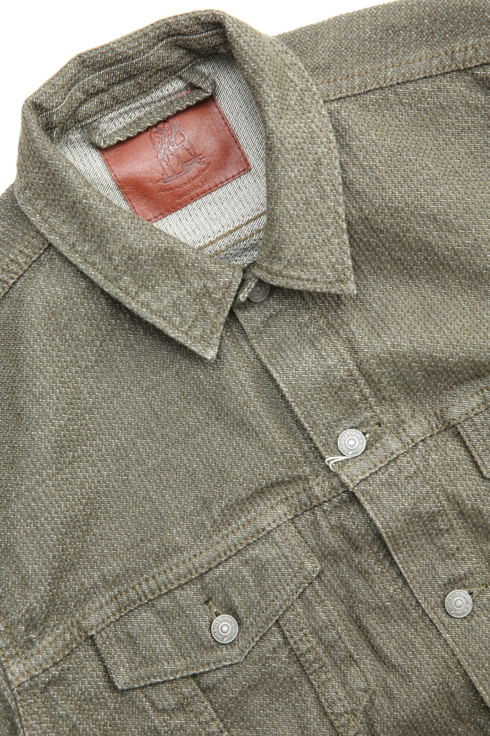 Pure Blue Japan 6118-OLV Men's Woven Sashiko Type3 Jacket - Olive x Olive