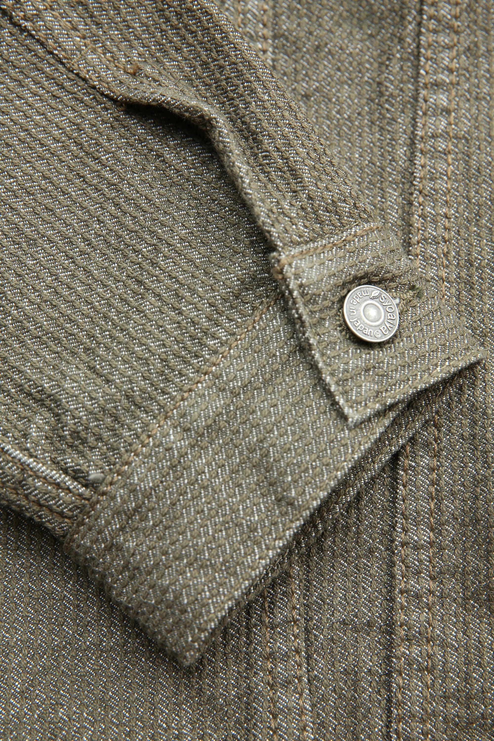 Pure Blue Japan 6118-OLV Men's Woven Sashiko Type3 Jacket - Olive x Olive