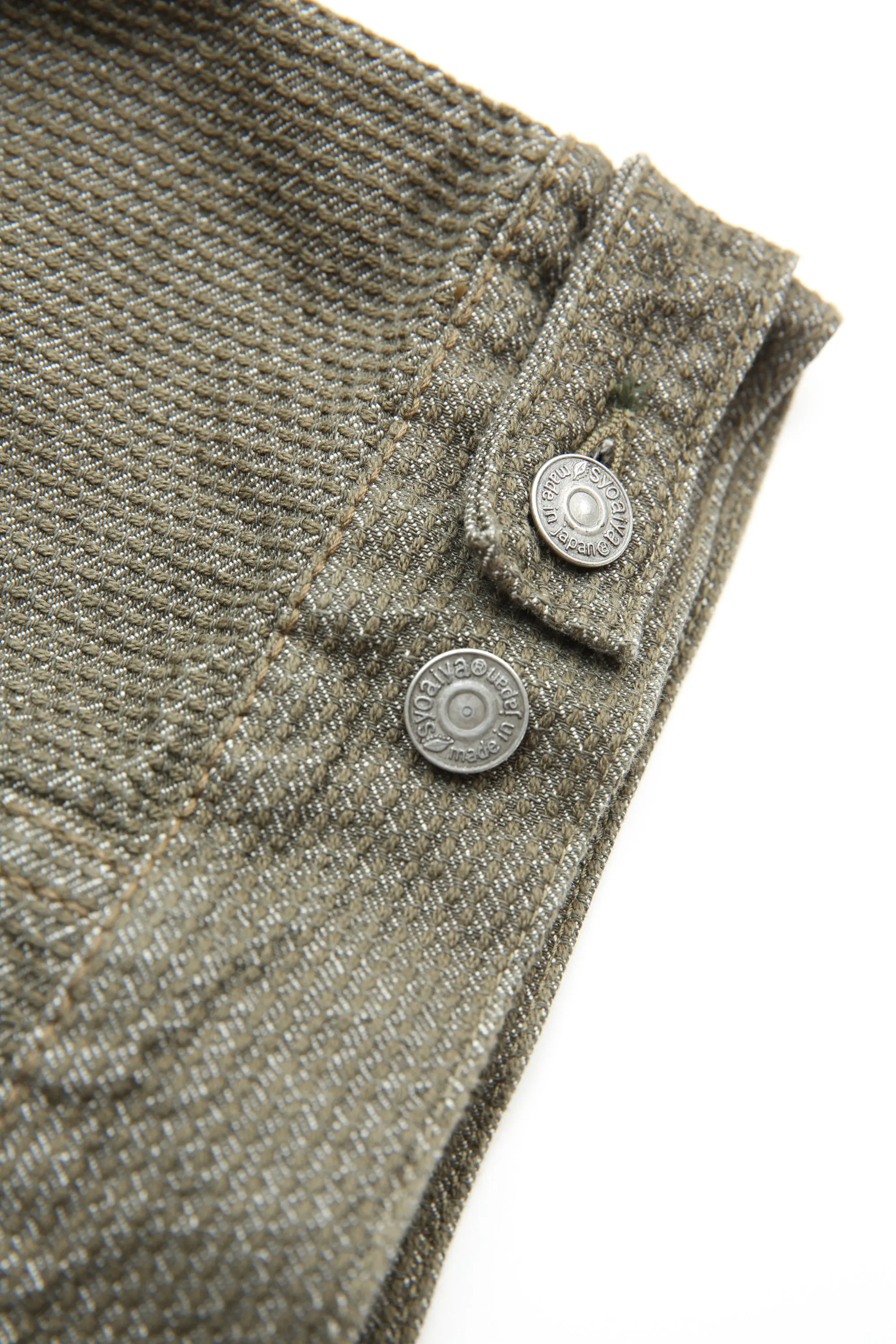 Pure Blue Japan 6118-OLV Men's Woven Sashiko Type3 Jacket - Olive x Olive