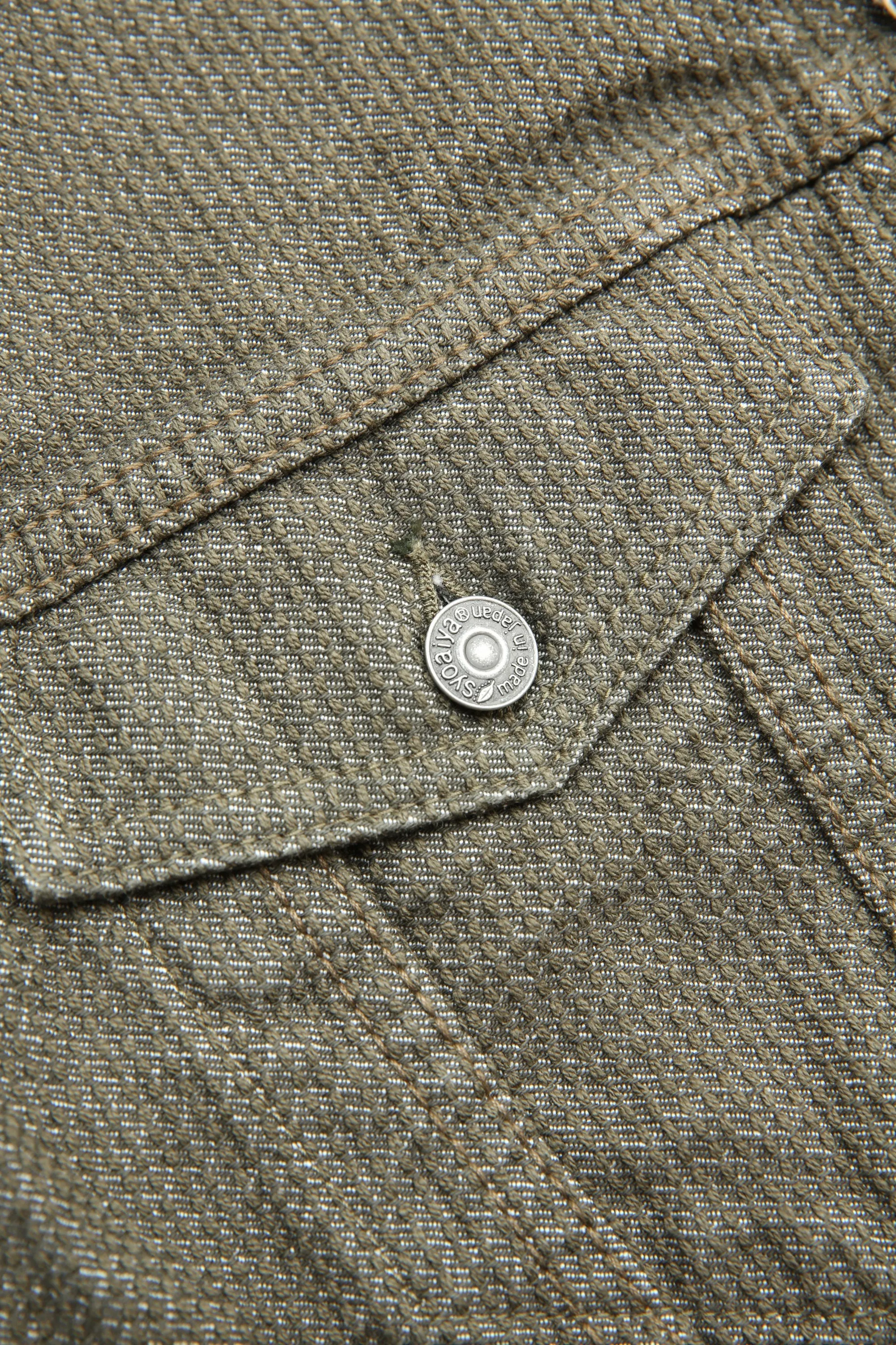 Pure Blue Japan 6118-OLV Men's Woven Sashiko Type3 Jacket - Olive x Olive