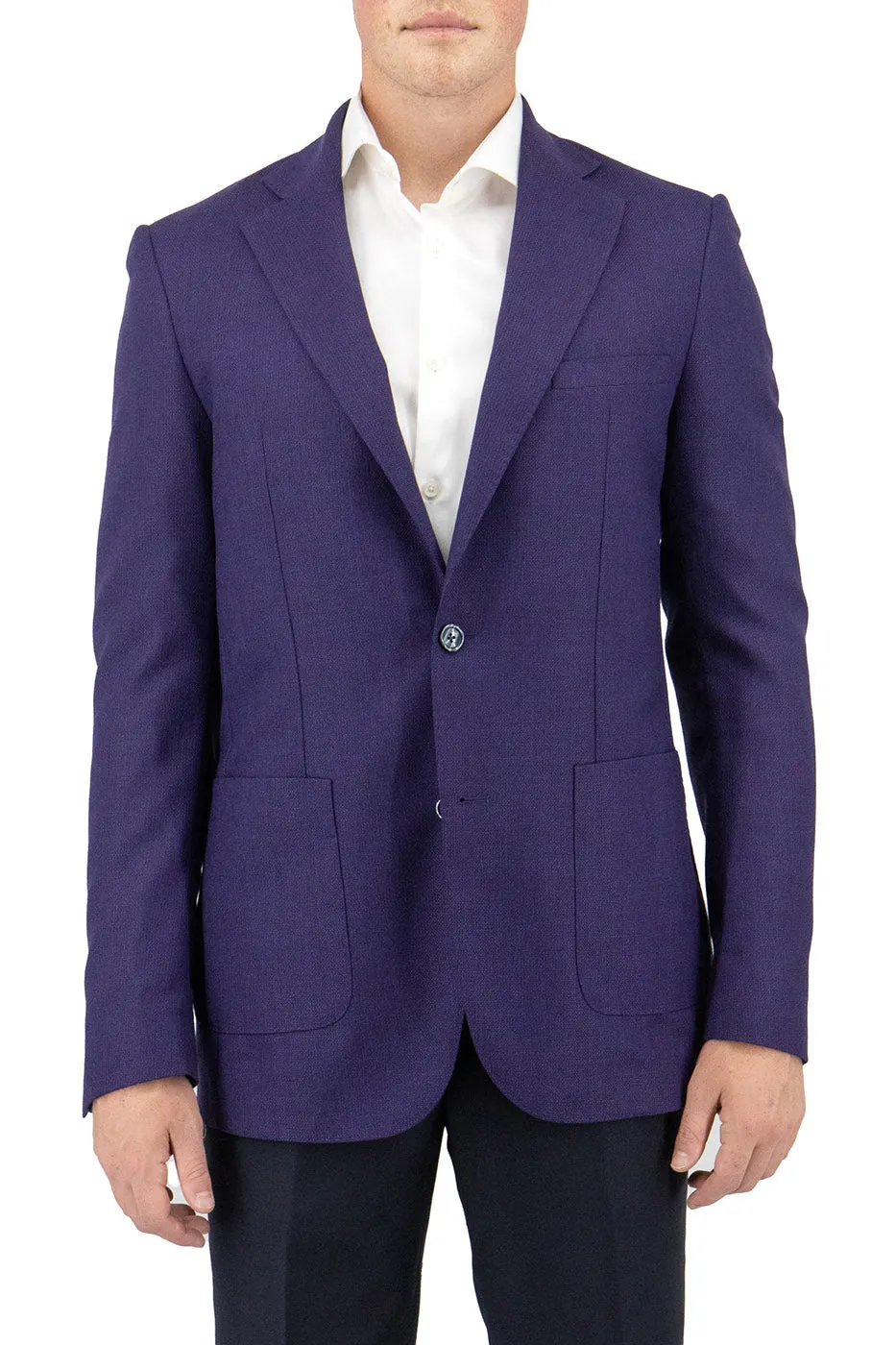 Purple Veneto/THP Slim Fit half lined, Pure Wool Jacket by Tiglio Luxe