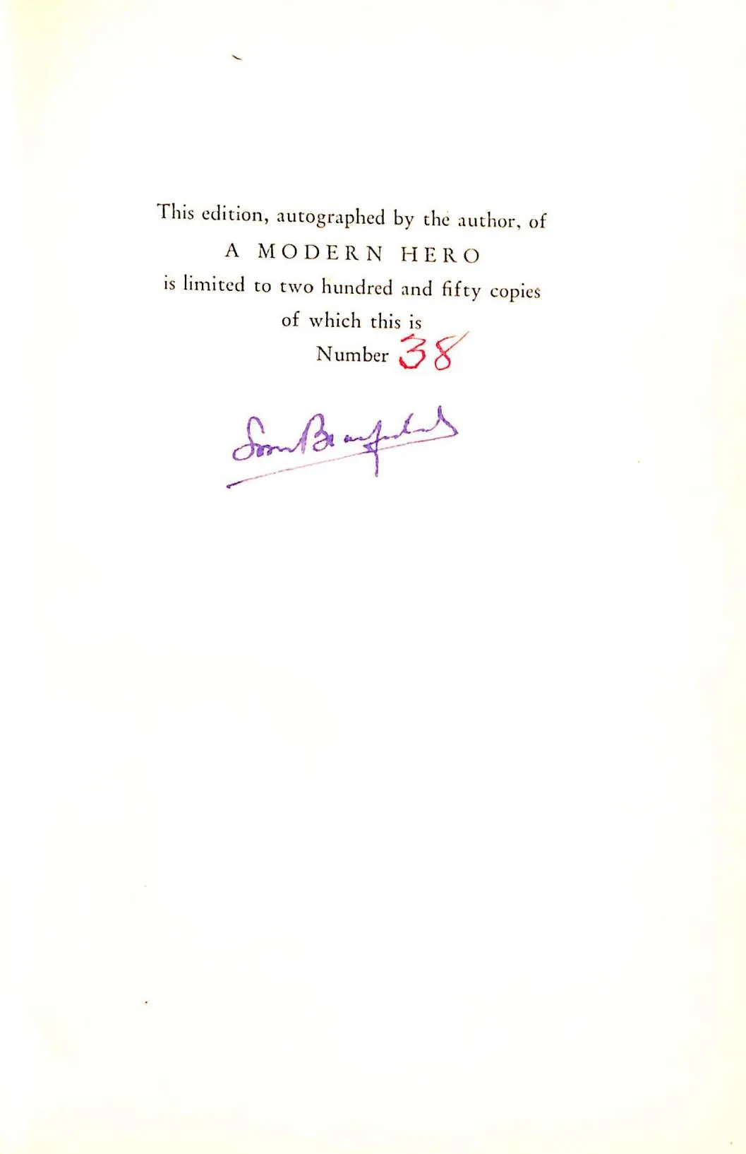 "A Modern Hero" 1932 BROMFIELD, Louis