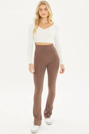 "Take It Easy" Brown High Waist Seamless Flare Leggings