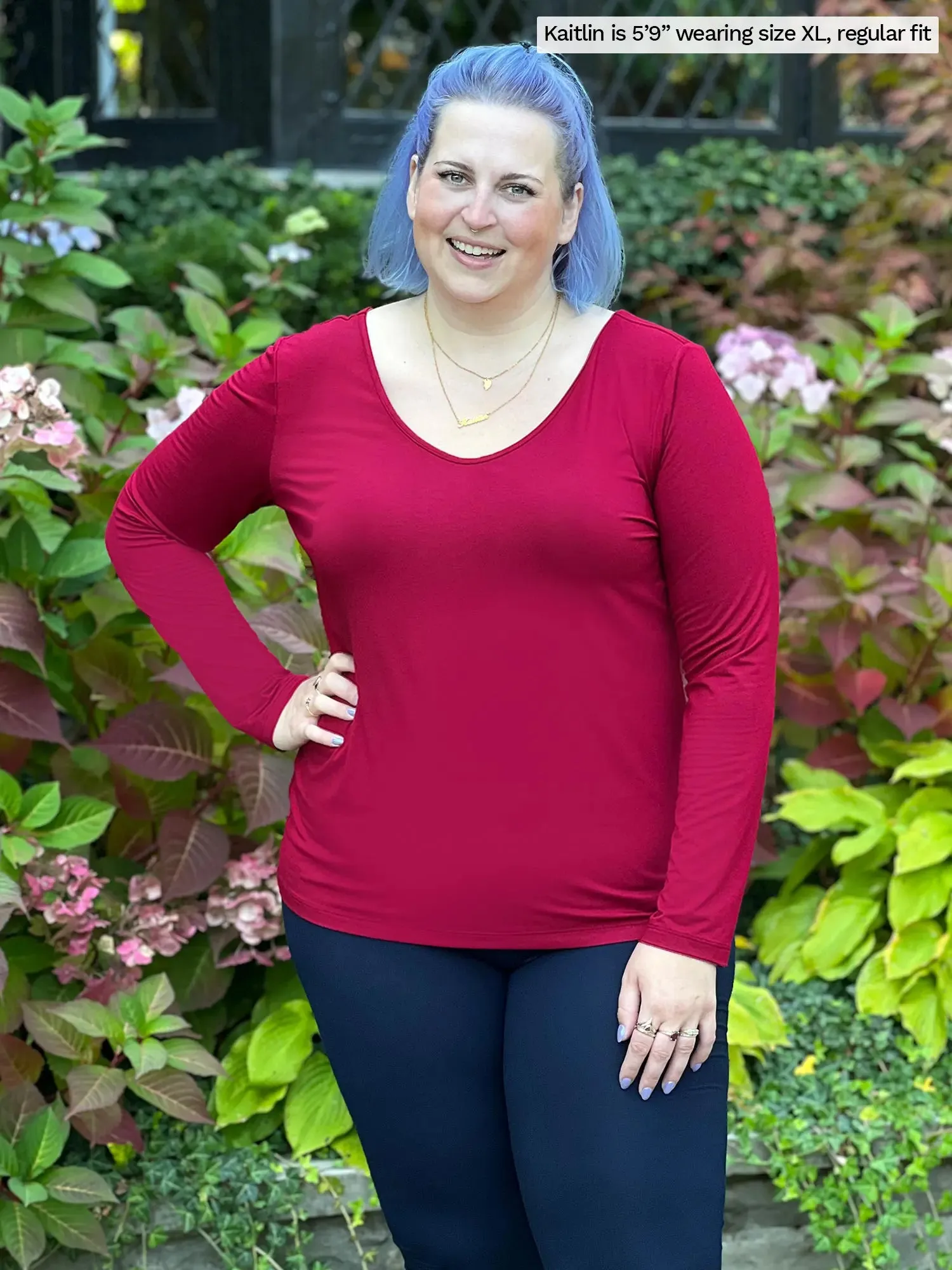Shannon reversible neckline long sleeve tee