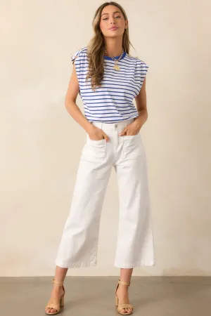 Sleek Silhouette Ivory Wide Leg Jeans