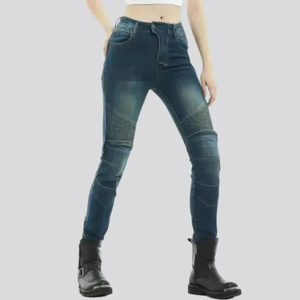 Slim sanded motorcycle jeans