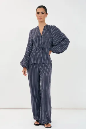 Striped Relaxed Fit Pant  Navy