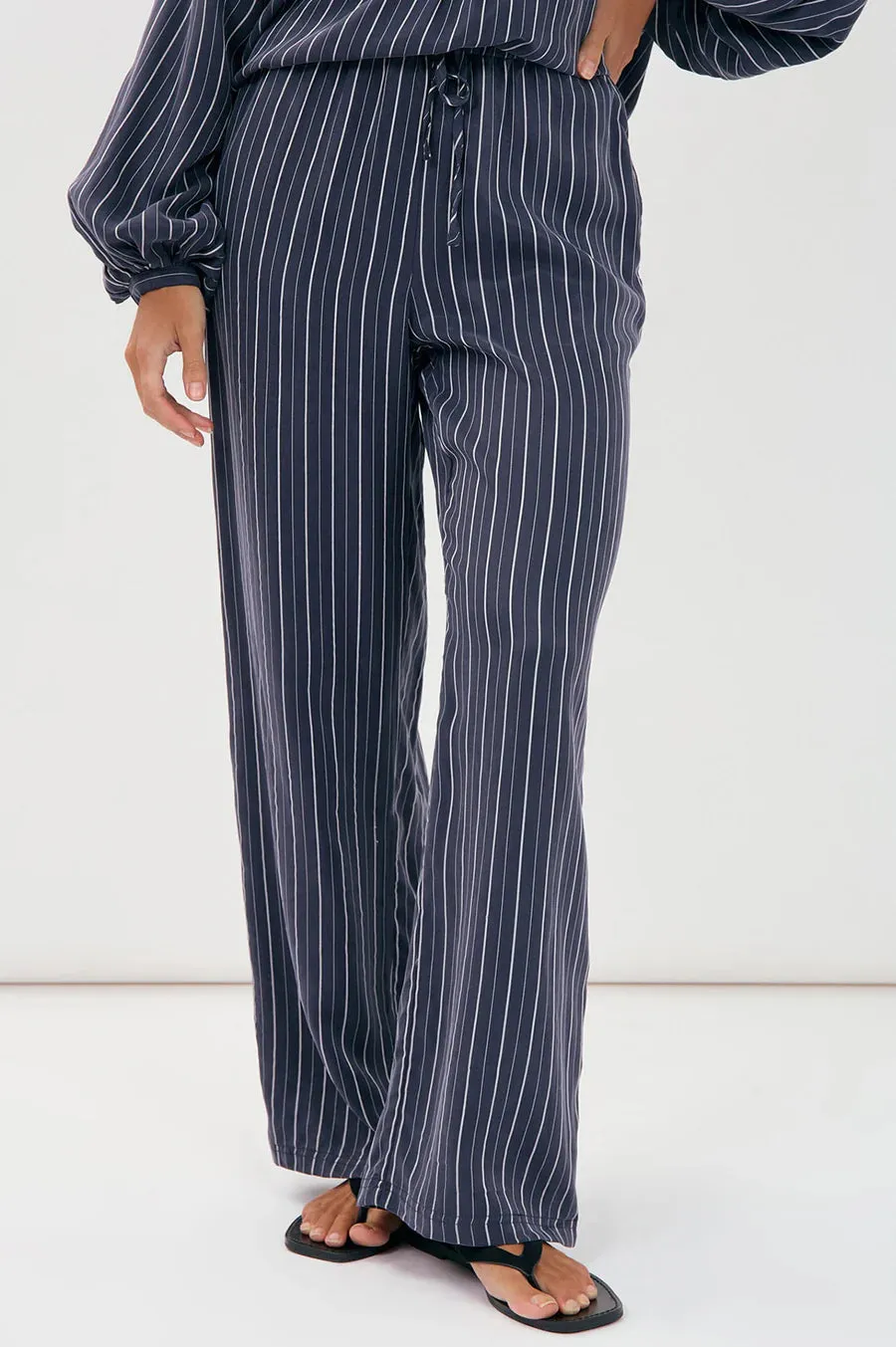 Striped Relaxed Fit Pant  Navy