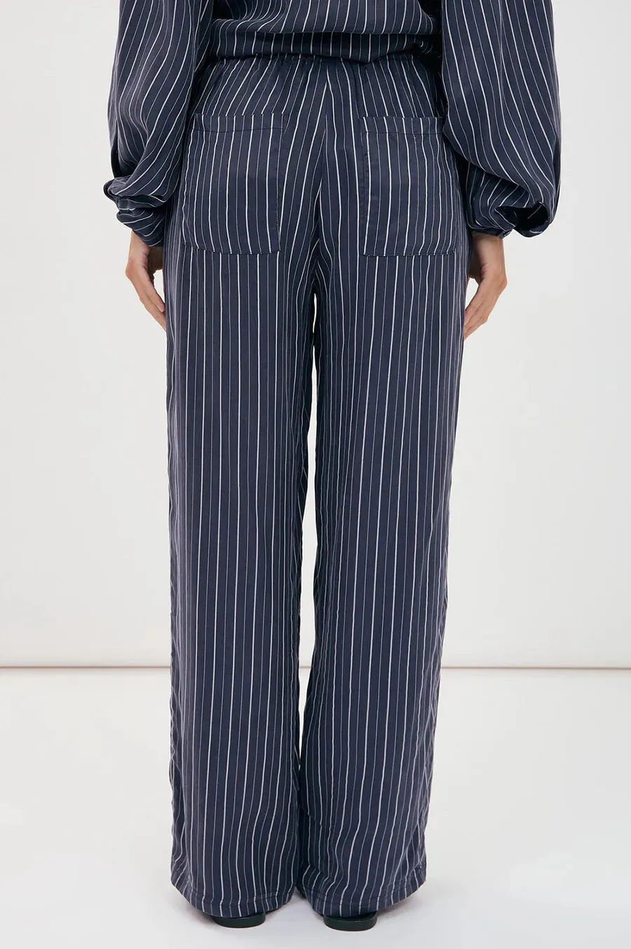 Striped Relaxed Fit Pant  Navy
