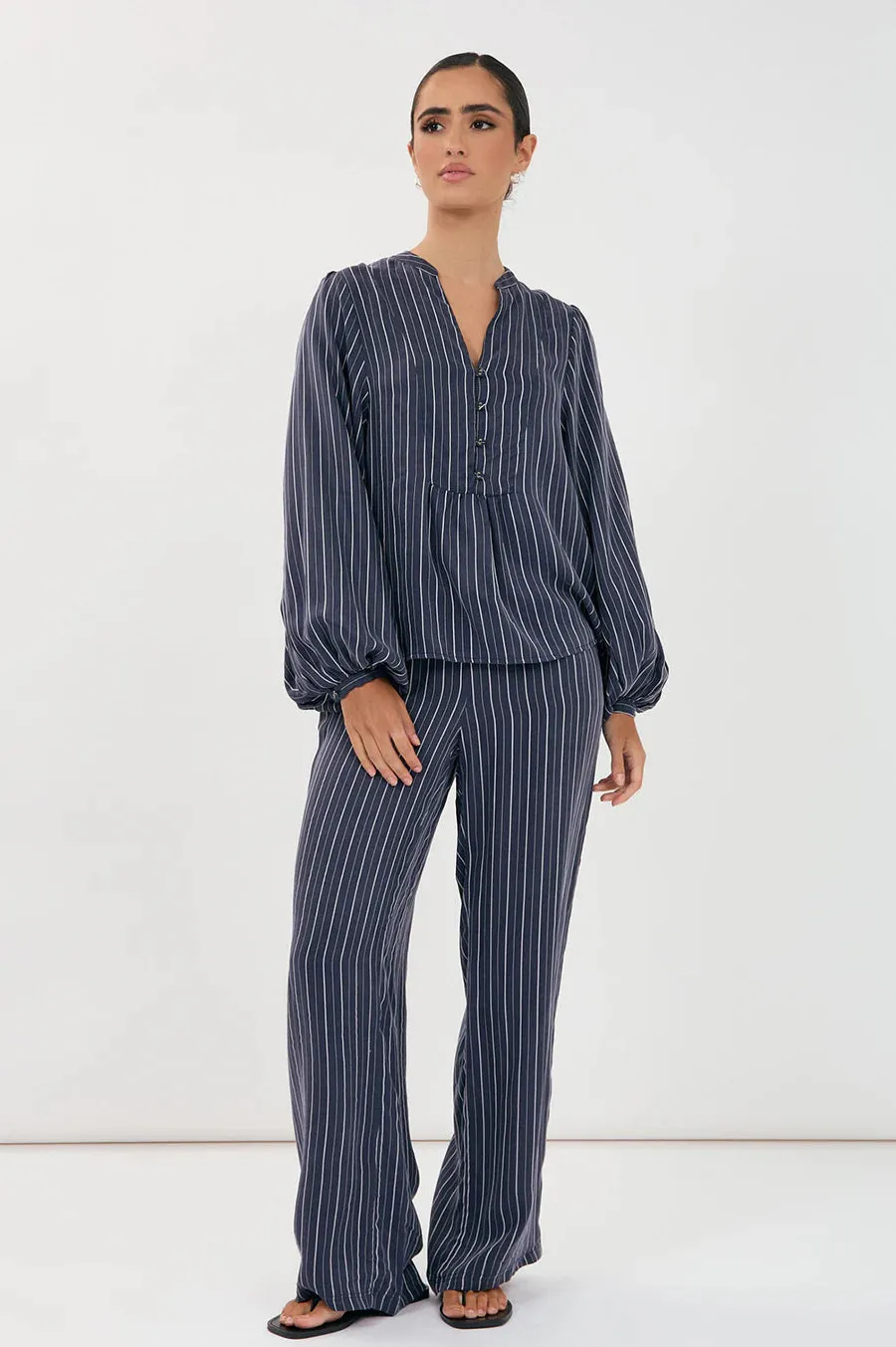 Striped Relaxed Fit Pant  Navy