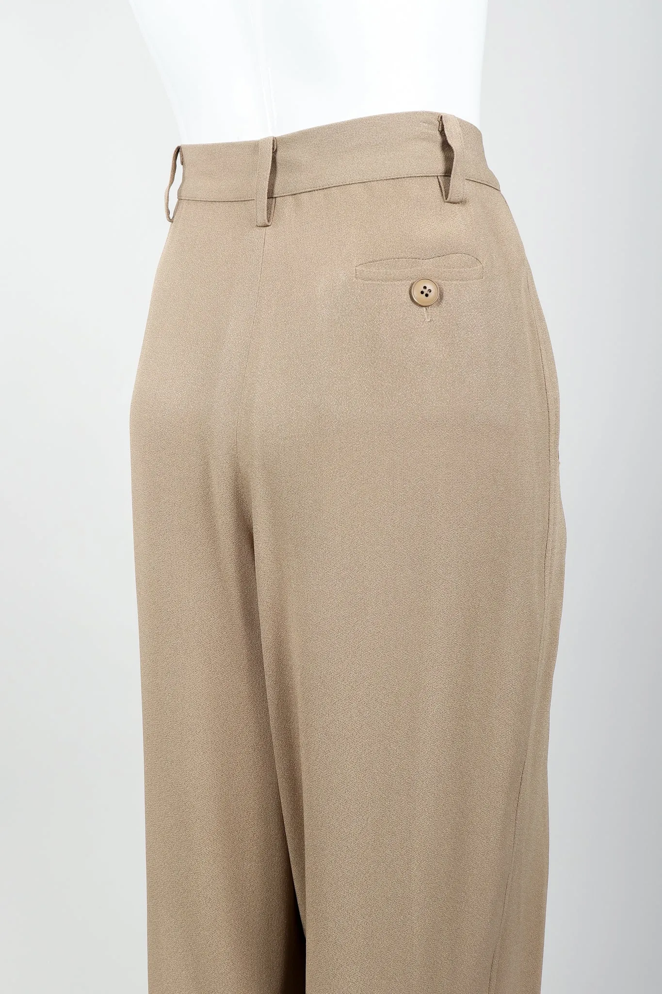 Taupe Pleated Crepe Pant