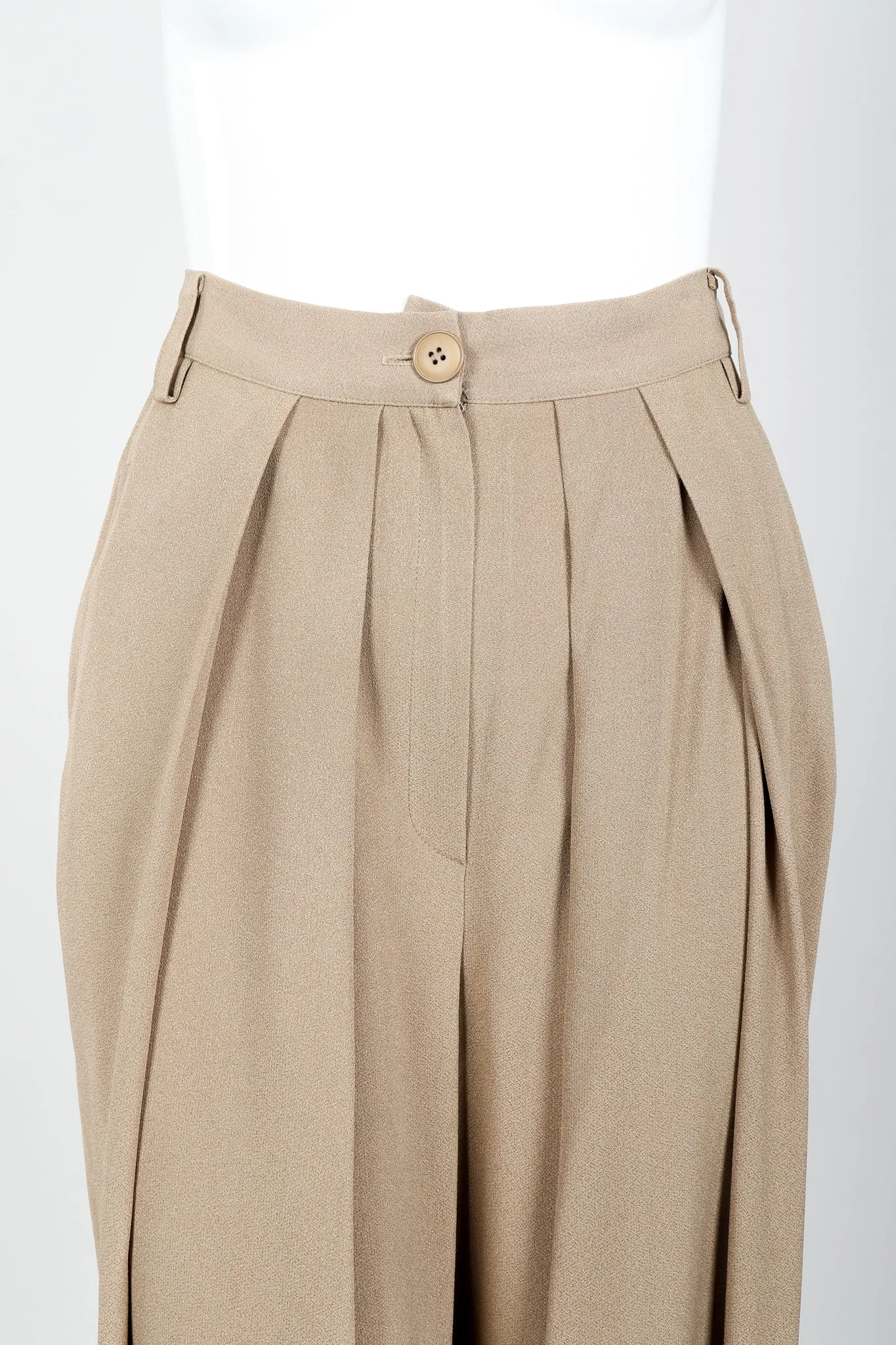 Taupe Pleated Crepe Pant