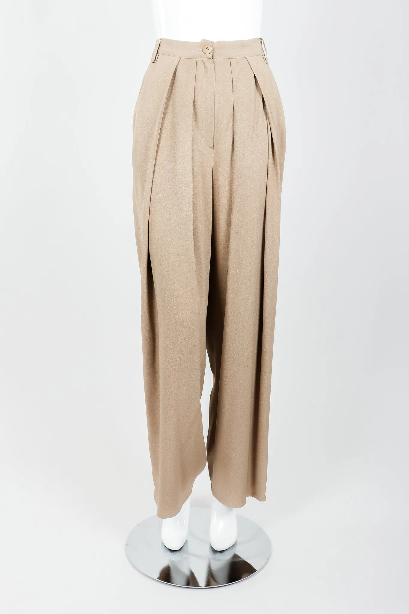 Taupe Pleated Crepe Pant