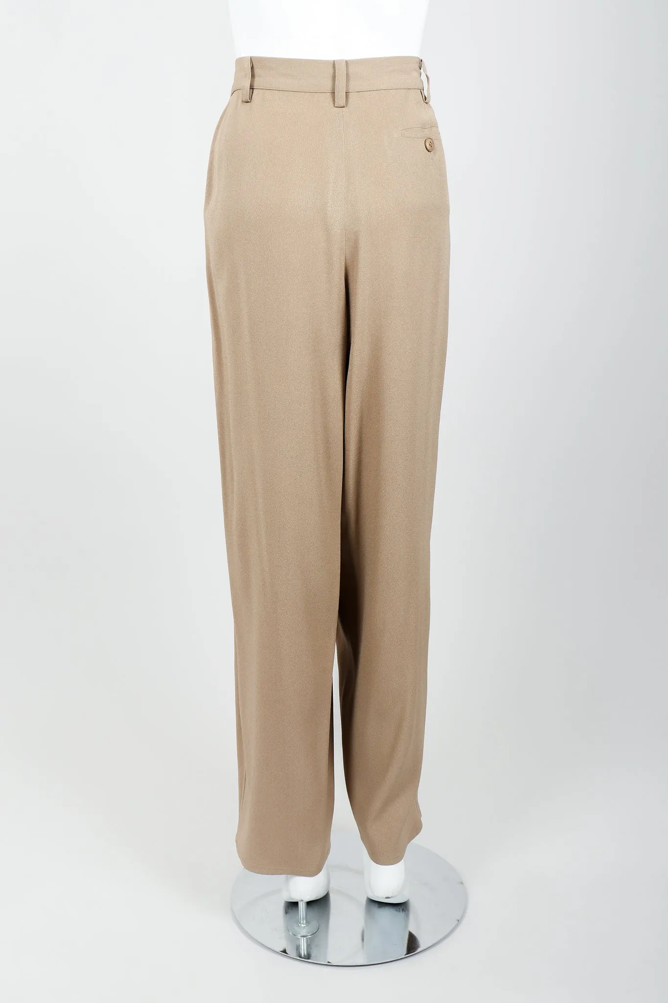 Taupe Pleated Crepe Pant