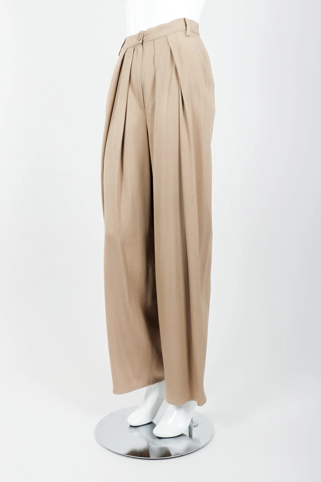 Taupe Pleated Crepe Pant