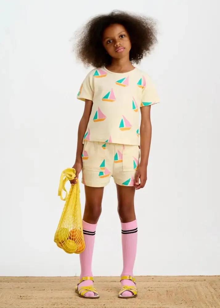 Topper & Tiller Set - Pink Sailboat Baby & Kids T-Shirt & Short Set