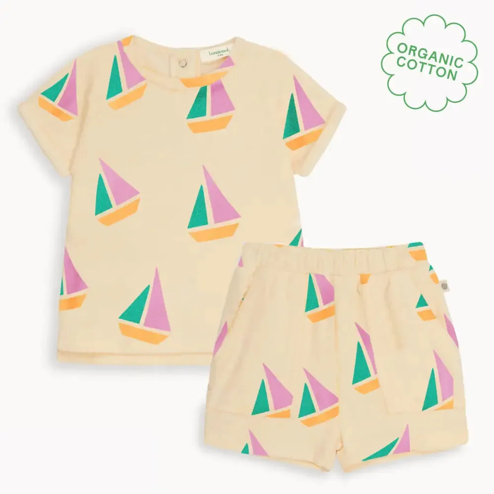 Topper & Tiller Set - Pink Sailboat Baby & Kids T-Shirt & Short Set