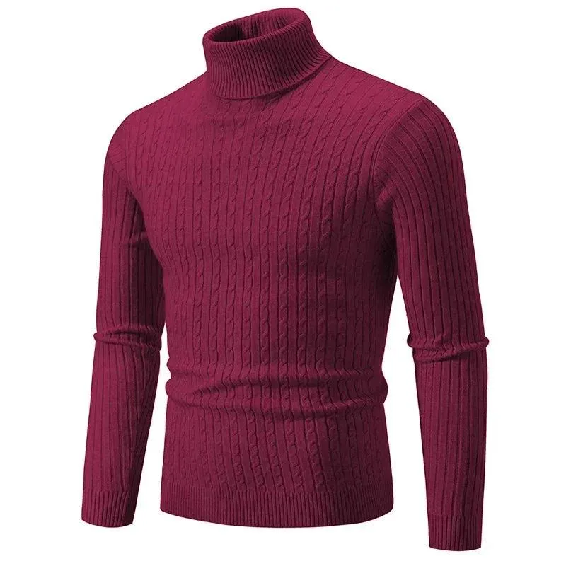 Trendy High Neck Knitted Sweater for Men – Stay Stylish & Warm!