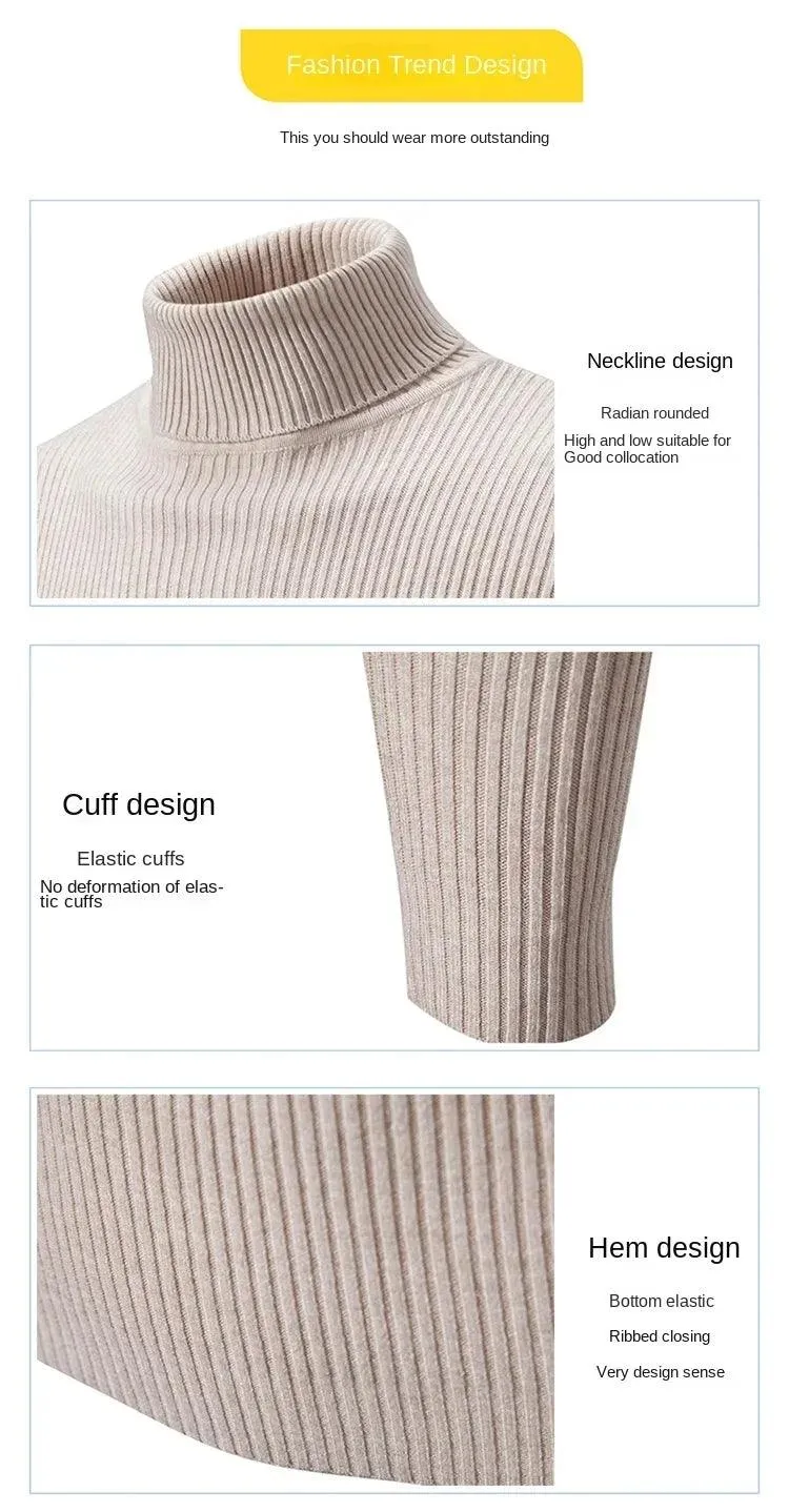 Trendy High Neck Knitted Sweater for Men – Stay Stylish & Warm!